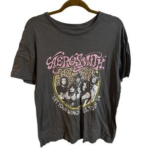 Aerosmith Graphic Tee in Gray and Pink